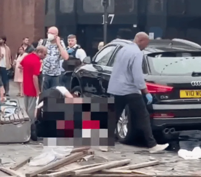 Police have detained the car’s driver, a man in his 60’s and the incident is not being treated as a terror related