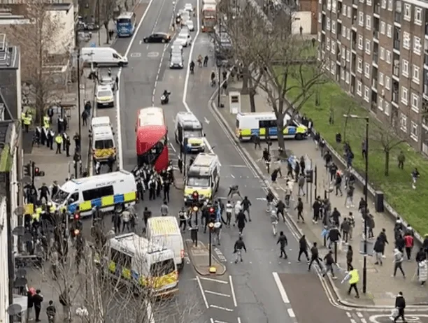 Protest Erupts in Camberwell, South London with Met Police Presence