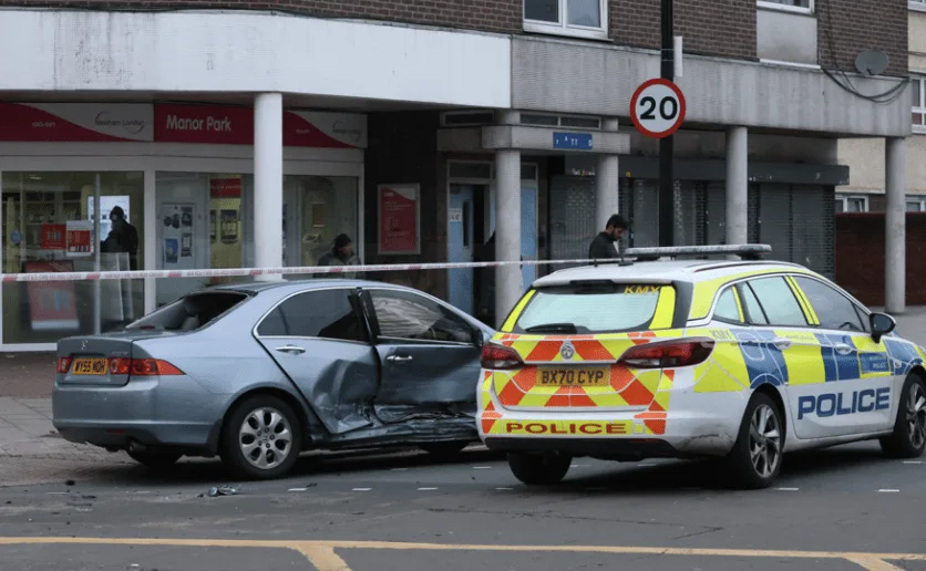 Police Car Damaged in Romford Road Manor Park Crash