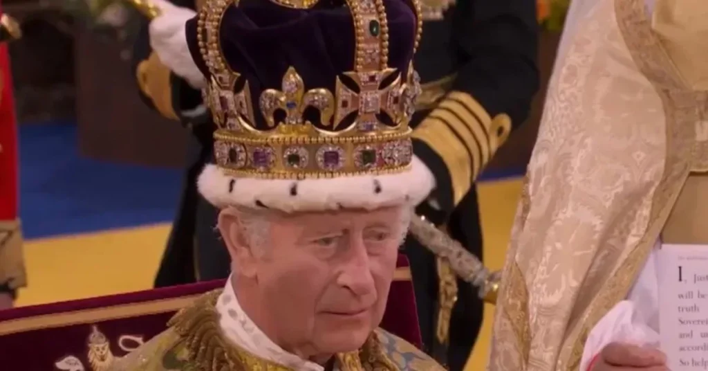 King Charles III has been crowned King with thousands of well-wishers lining the route of the Diamond Jubilee Coach procession from Bucki