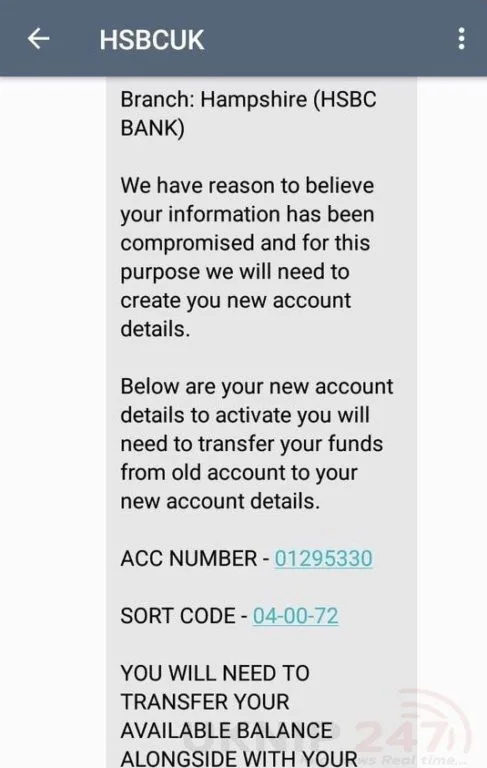 New HSBC scam that is very convincing