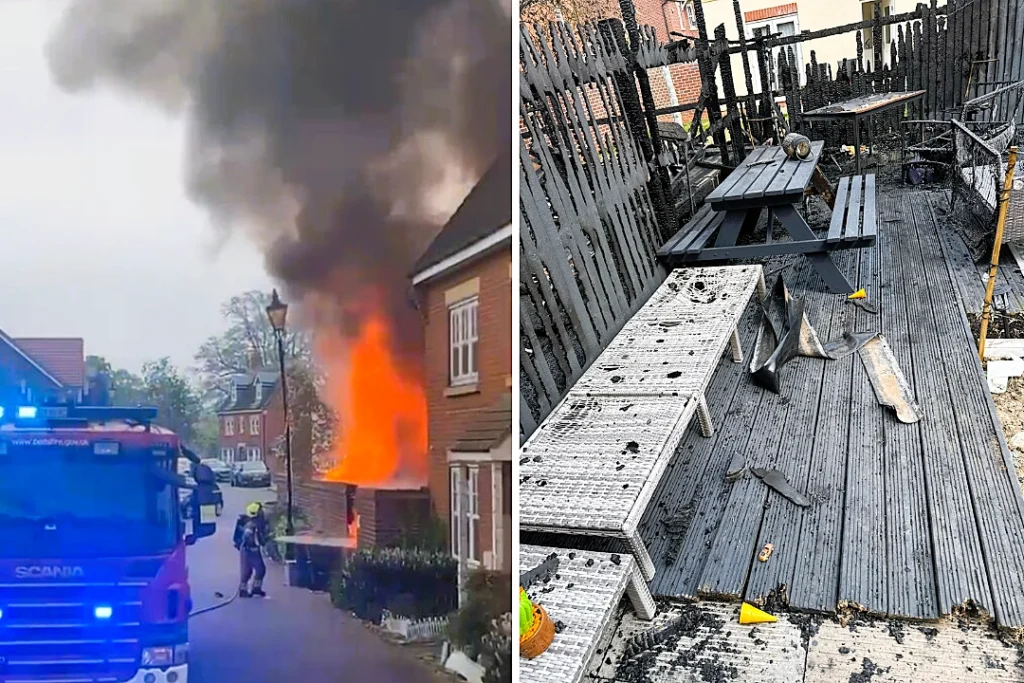 Kempston Man’s Garden Destroyed by Neighbour’s Exploding E-Bike Blaze