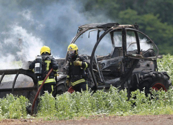 Telehandler Blaze Near Portsmouth: Firefighters Struggle with Limited Water in Remote Southwick Fight
