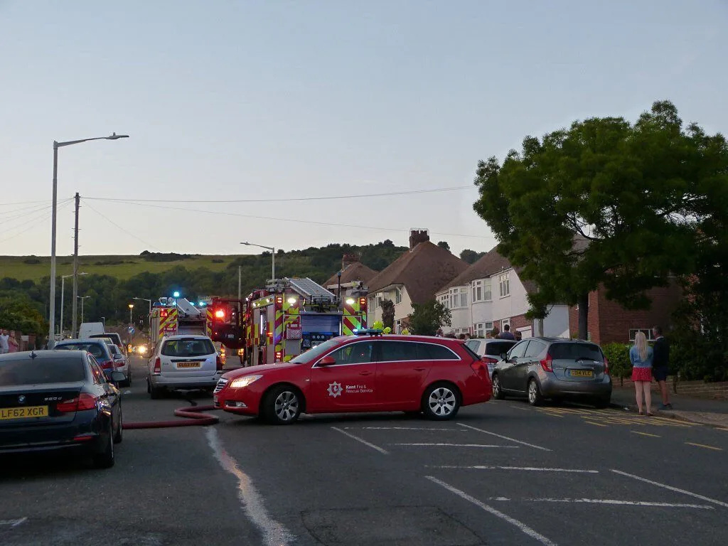 Late-Night Fire Ravages Folkestone Home on Dover Road – No Injuries Reported