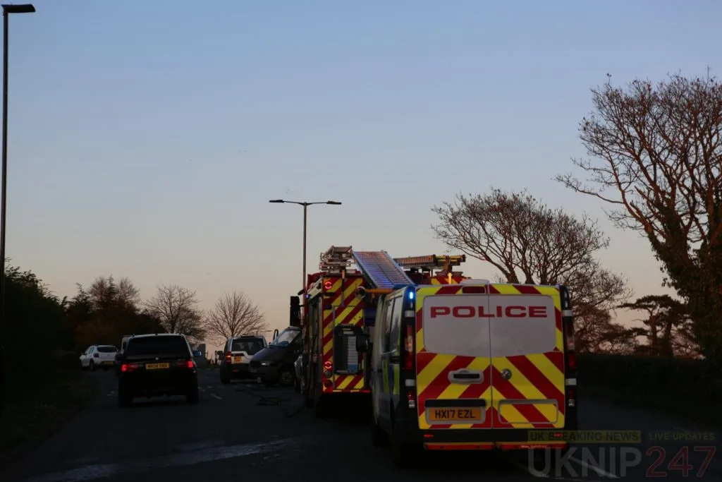 Whippingham Crash: Motorcyclist Trapped Under Van Escapes as Fuel Spill Sparks Firefighters – Roundabout Gridlock Chaos