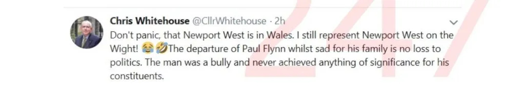 Tory Councillor Chris Whitehouse Sparks Fury with Tasteless Attack on Dead Labour MP Paul Flynn