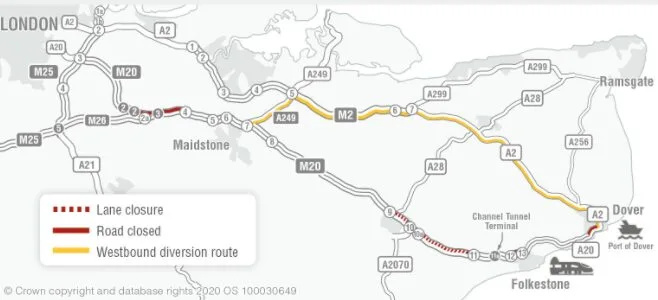 M20 Westbound Closed Junction 11-9 Overnight Until July 25 – Use A2 and M2 Instead!