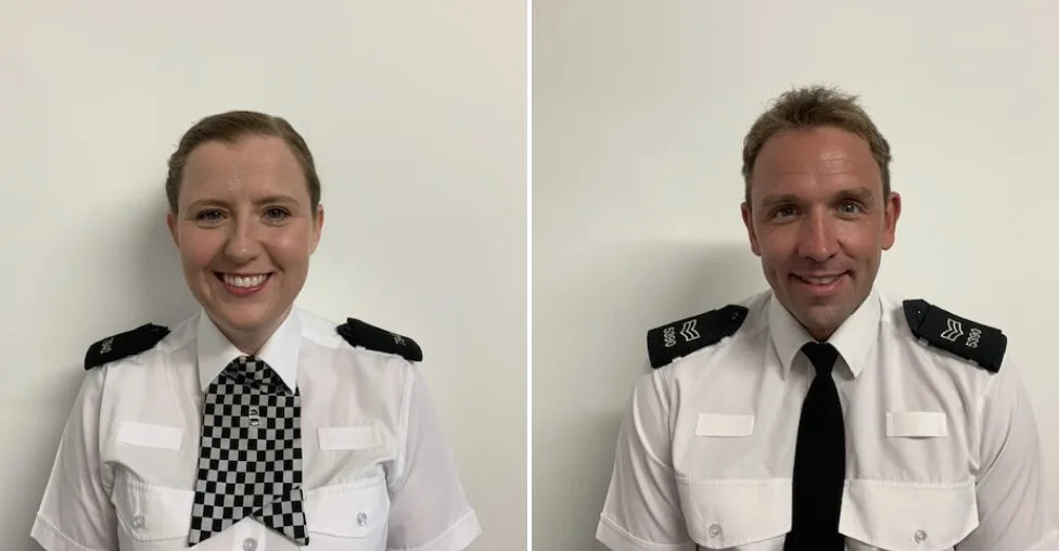 The officers could see two young women and a man on the roof of the four-storey high building. One of the women was hysterical and was sat right on the edge of the roof, her feet dangling over the side