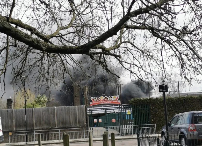 Fire crews called to tackle blaze at a school in Abbey Wood  South East London