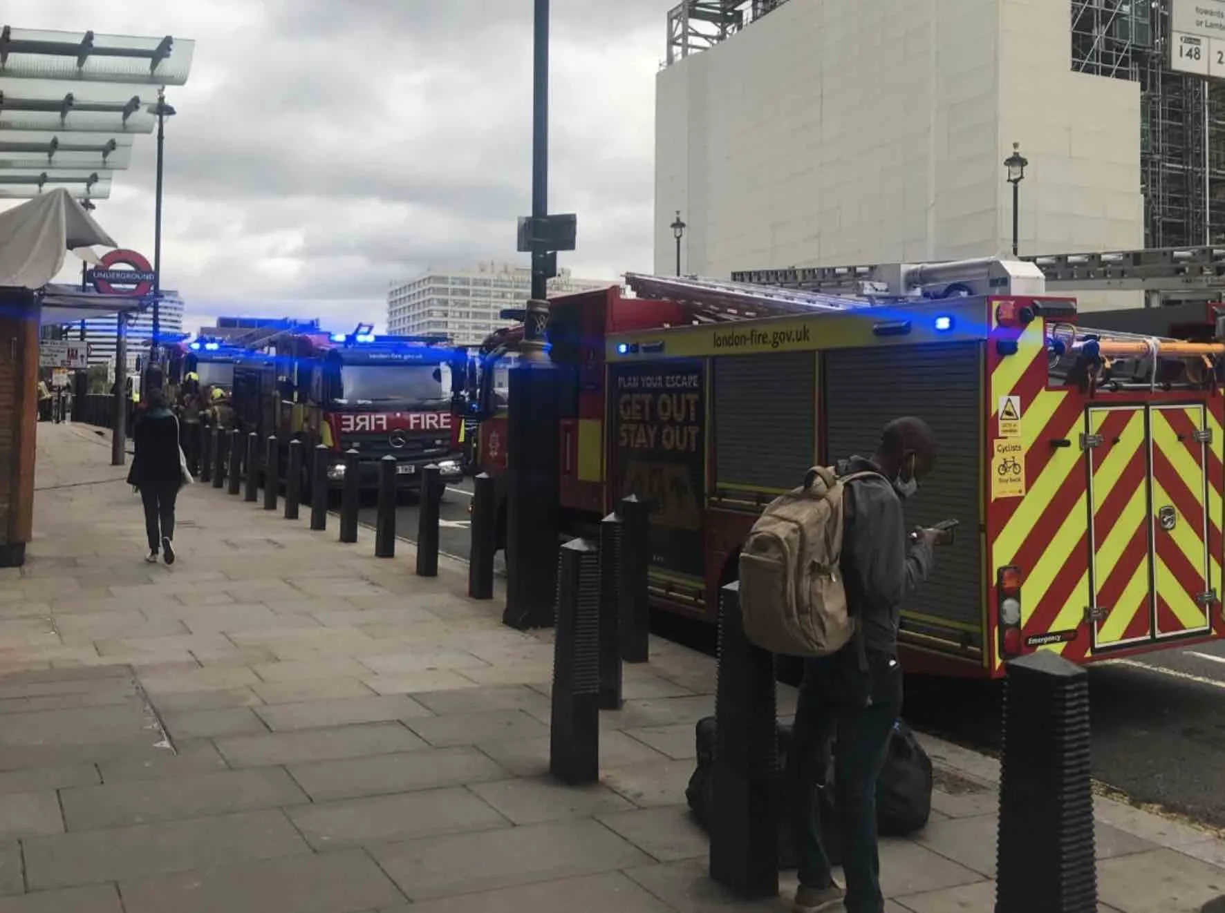 Forty firefighters have  been  called to smoke issuing from the pump room at Westminster Station