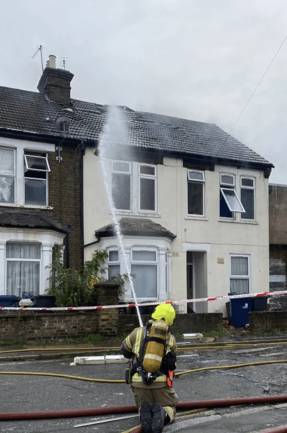 Six fire engines and around 40 firefighters were called to a fire and explosion at a house on North Road in Southall