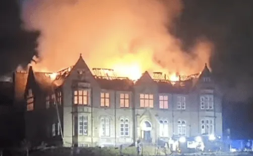 Blaze Rips Through Historic Kirklees College Campus in Dewsbury – Firefighters Battle Overnight Fire