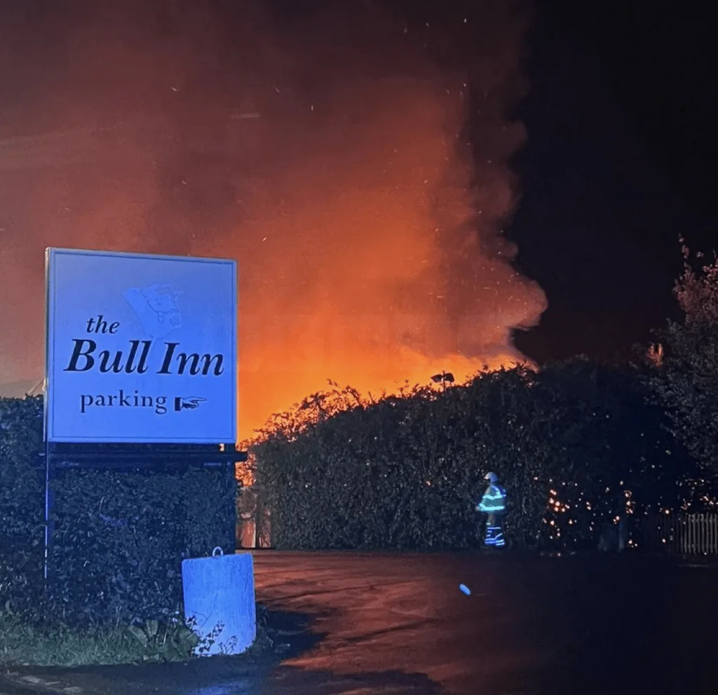 Fire Ravages Bull Inn Outbuildings in Arborfield Cross – Historic Pub’s Main Building Spared