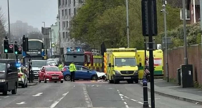 Car and Motorcycle Crash Blocks Aldi Car Park Entrance – Sussex Police Seek Dashcam Witnesses