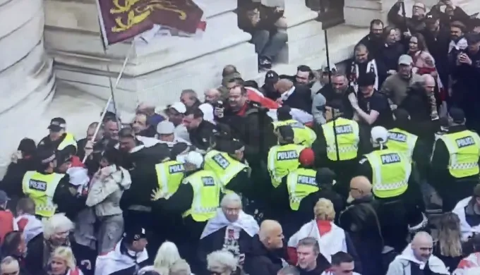 Chaos at St George’s Day Rally: Violence Erupts in Central London as Police and Protesters Clash