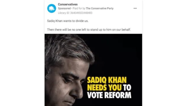 Tories Pull Controversial Sadiq Khan Attack Ad After Just One Day Amid Social Media Backlash