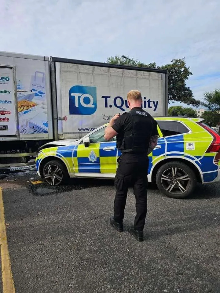 Police Car Crashes into Lorry in Brighton, Causes Massive Traffic Chaos and Bus Disruptions