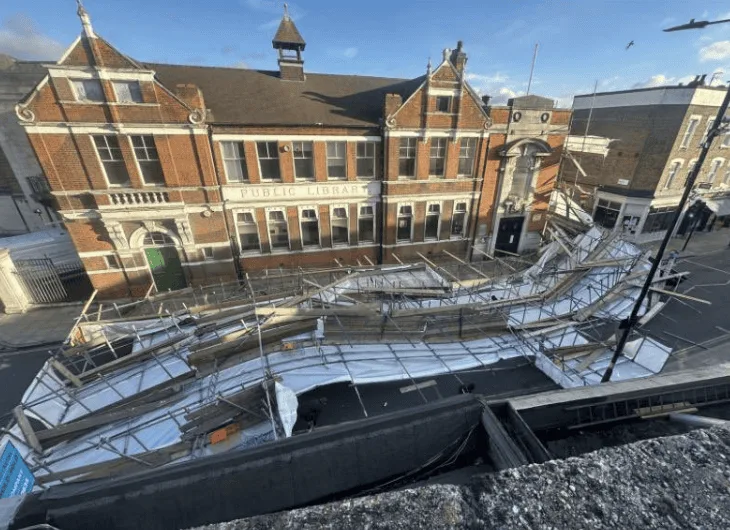Scaffolding Collapses on Stoke Newington High Street, Traps Driver but Miraculously No Injuries