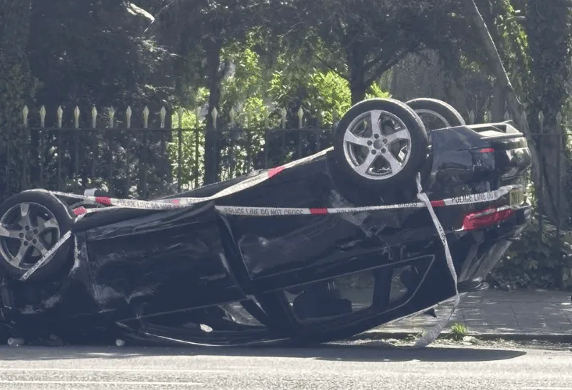 Driver Fleaves as Speeding Car Flips on Croydon Road, Forcing Full Road Closure Near Beckenham Beacon
