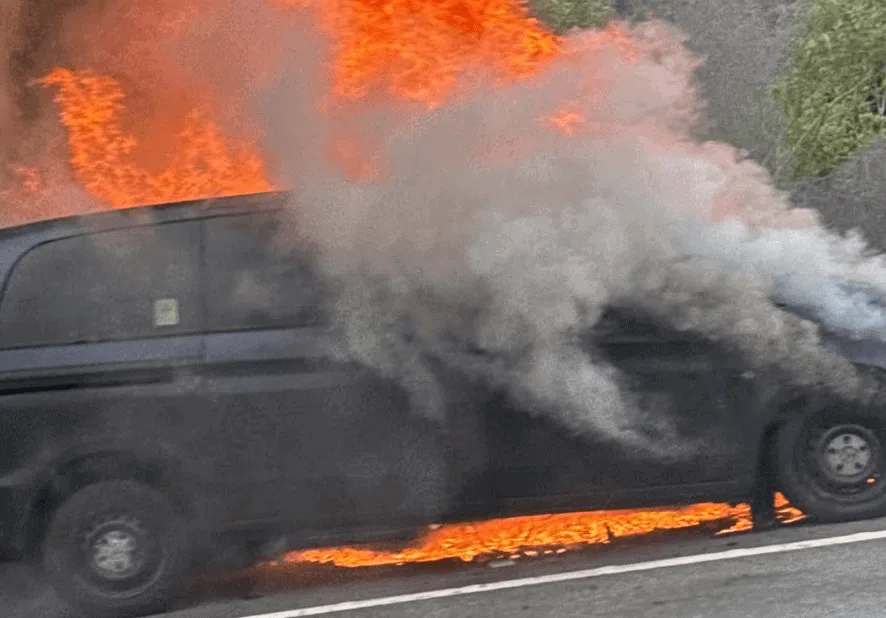 Early Morning Car Blaze on M2 Near Medway Shuts Lanes, Firefighters Douse Flames