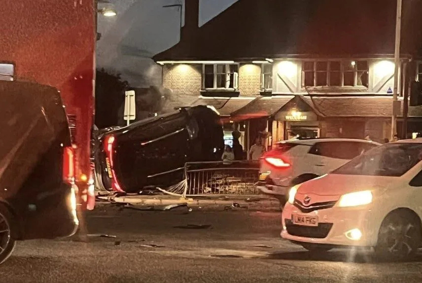 Two Escape Injury After Car Flips into Pub Wall in Chadwell Heath Crash