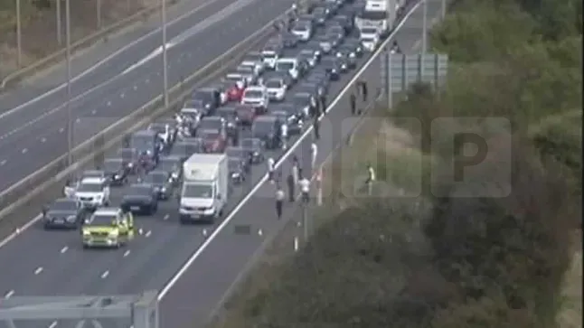 M6 brought to a standstill near Rugby after police incident  later car fire adds delays