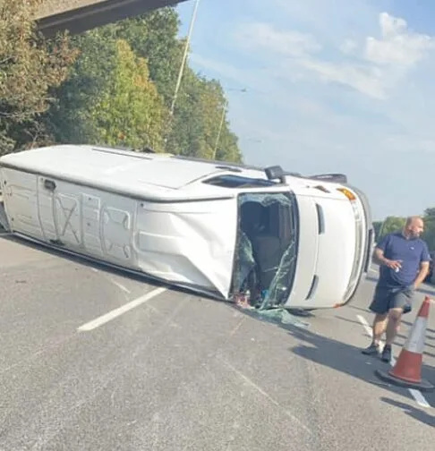 Van Overturns at Bean Junction as Driver Flees, Causing 7.5-Mile Tailback on A2 Eastbound