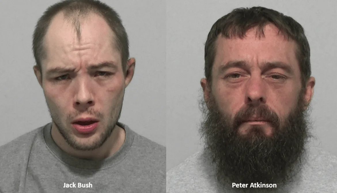 Two shameless burglars who were caught rifling through their haul after crashing a stolen car have been locked up for more than seven yea…