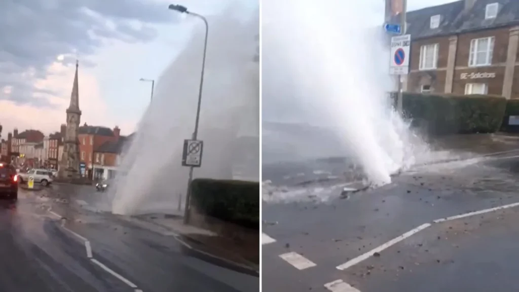 Burst Water Main Closes Key Route Near Banbury Cross Amid Heatwave