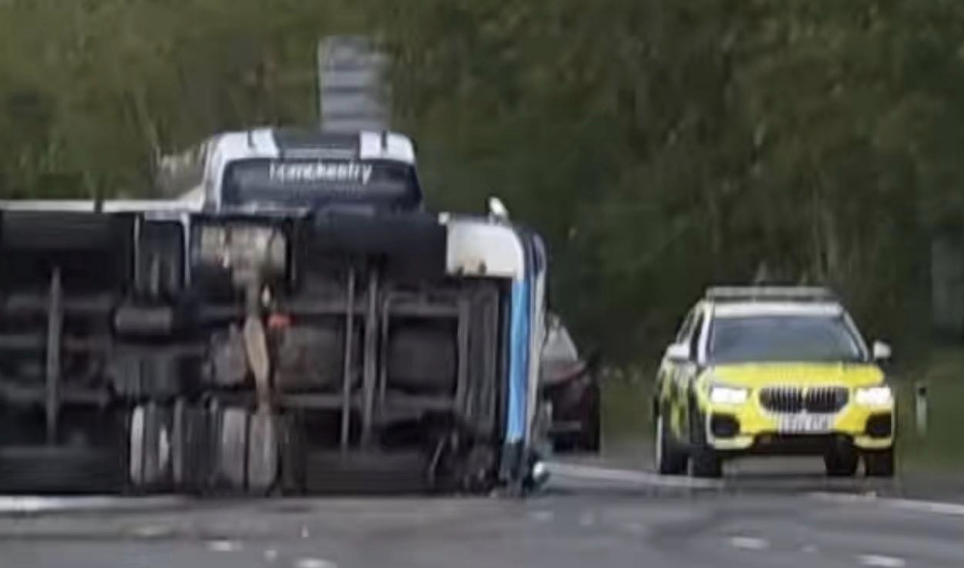 Air Ambulance Scrambles as HGV Overturns on Busy M6 Corridor