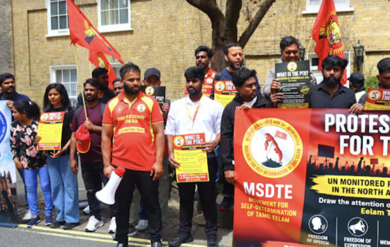 Tamil Protesters Gather Outside Sri Lankan High Commission in London Demanding Self-Determination and Justice