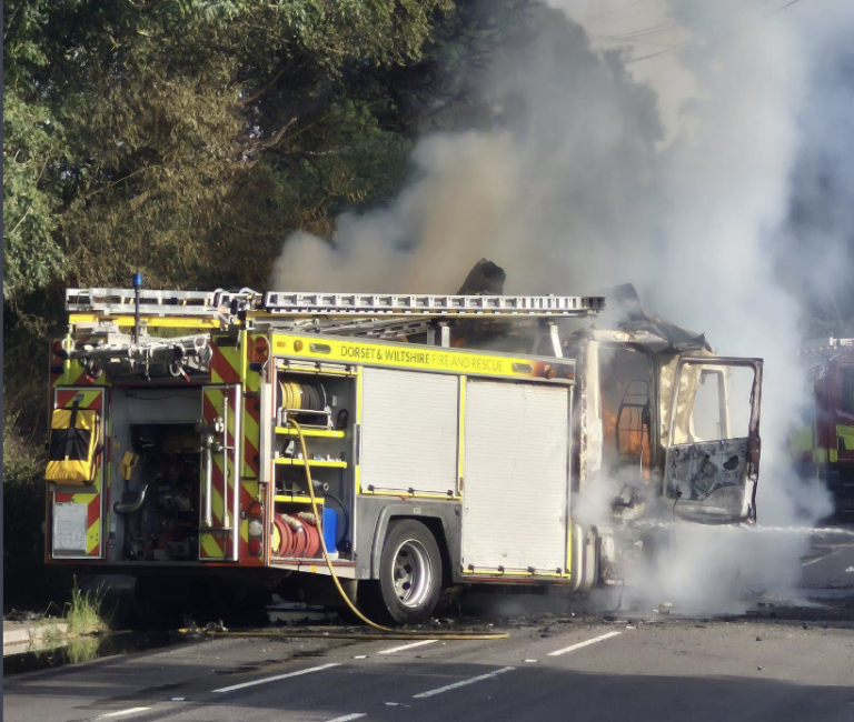 Fire Engine Fire Shuts A350 Near Charlton Marshall, Causing Delays