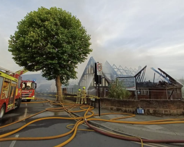 Major Blaze Erupts at Abandoned Church Hall Near Commuter Hub