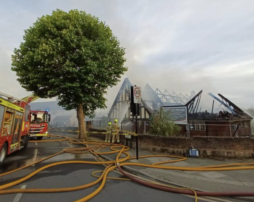 Major Blaze Erupts at Abandoned Church Hall Near Commuter Hub
